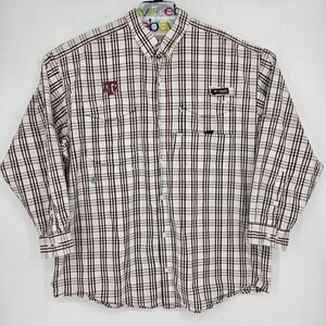 Texas A&M Aggies Shirt Mens XXL Columbia Button Up Plaid Maroon Long Sleeve